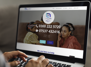 Image of BAME helpline of a laptop