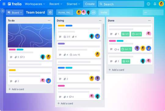Image copyright - Trello
Screenshot of Trello workspace demo with To Do, Doing and Done boxes